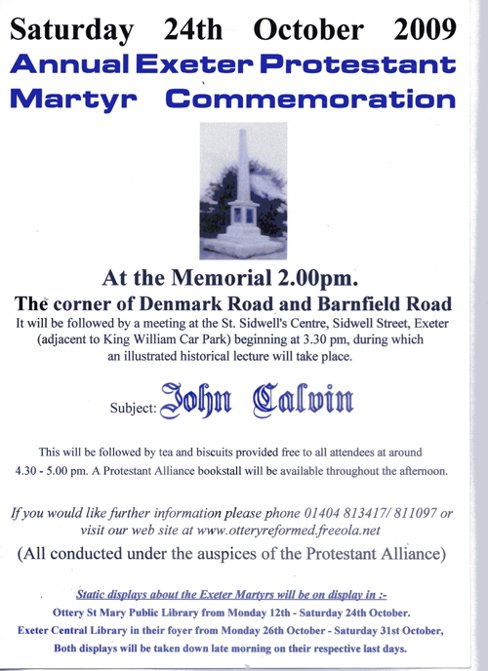 Poster for the 2009 Exeter Protestant Martyr Commemoration