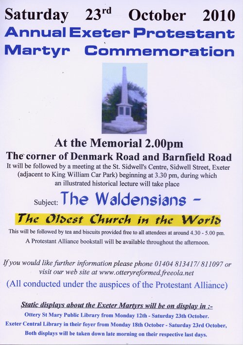 Poster for the 2010 Exeter Protestant Martyr Commemoration